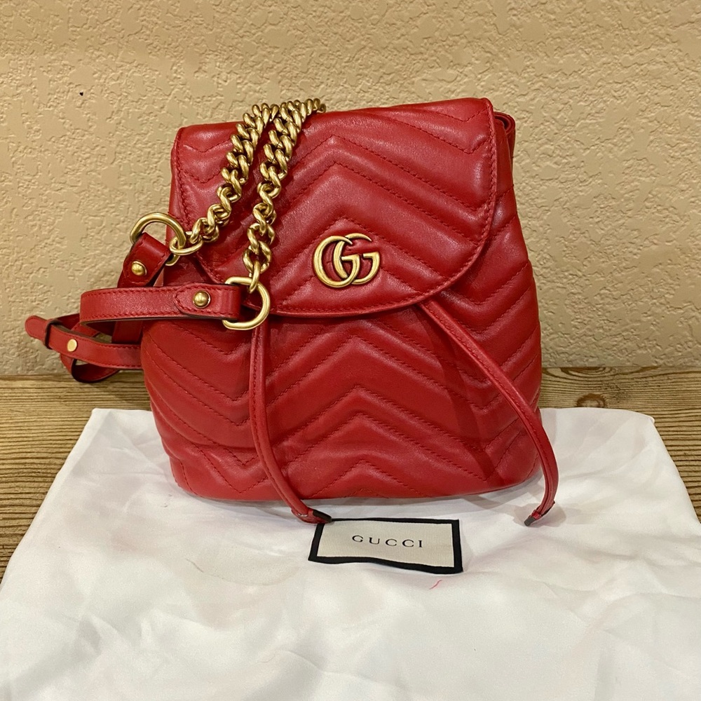 Like New Authentic Gucci Marmont Mini Backpack Red
